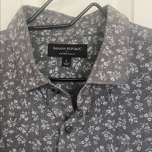 Banana Republic Charcoal Floral Shirt